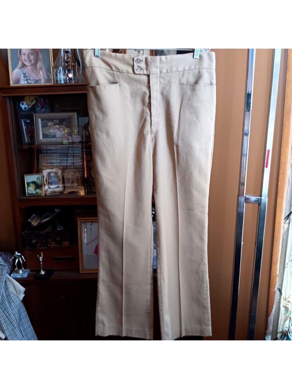 34x32 True Vintage Flare Pants 1970's Montgomery Ward Diamon Knit NEW NWOT
